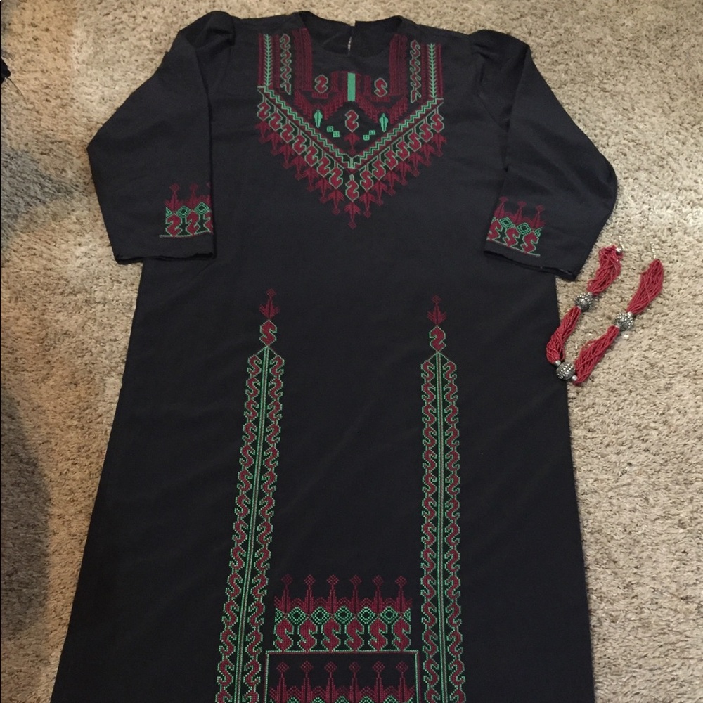 🏡Caftan Abaya Henna Dress Palestinian Embroidery Thobe Thoub